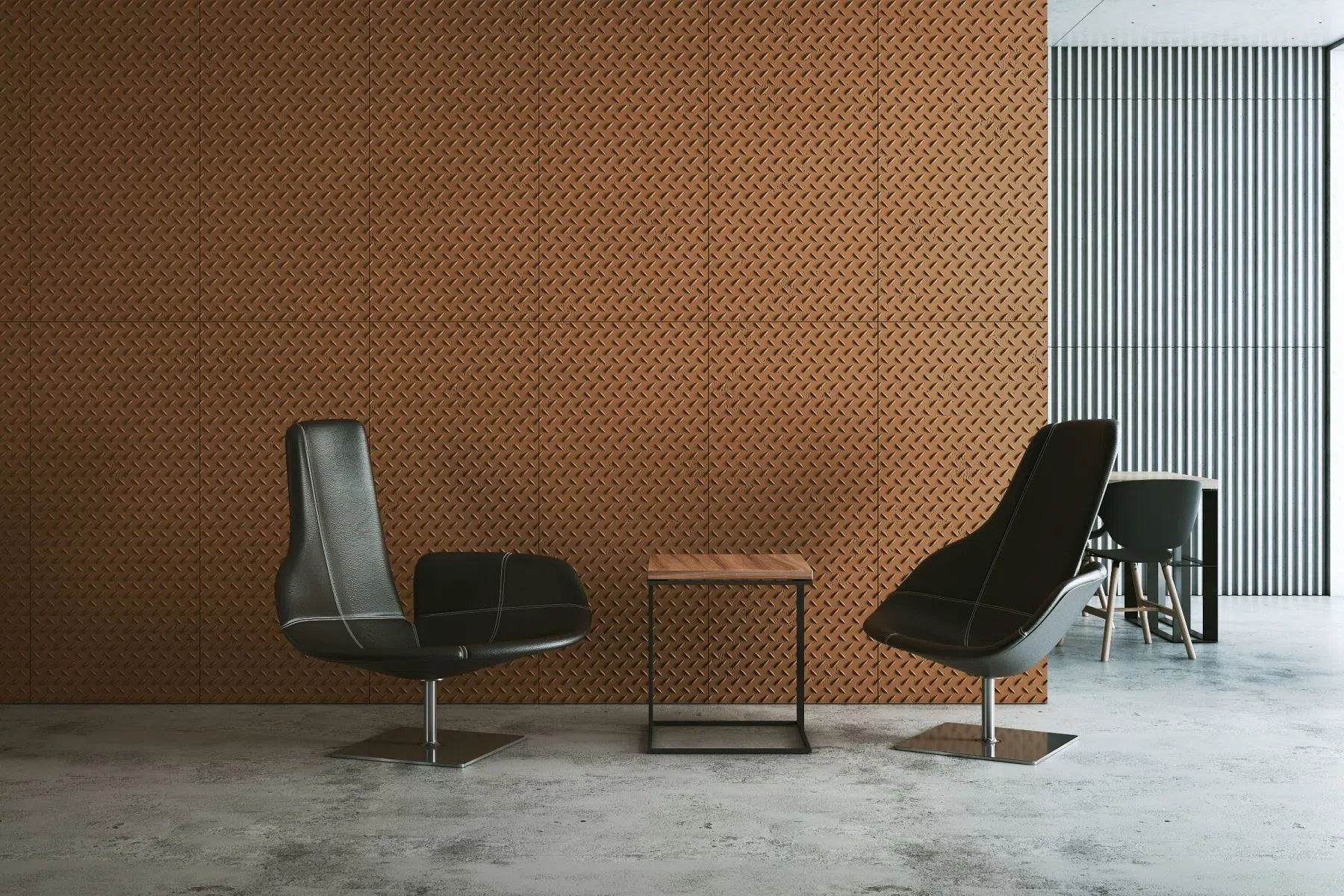 3D Concrete Wall Panels STEEL SHEET in a modern hallway | DecorMania UK