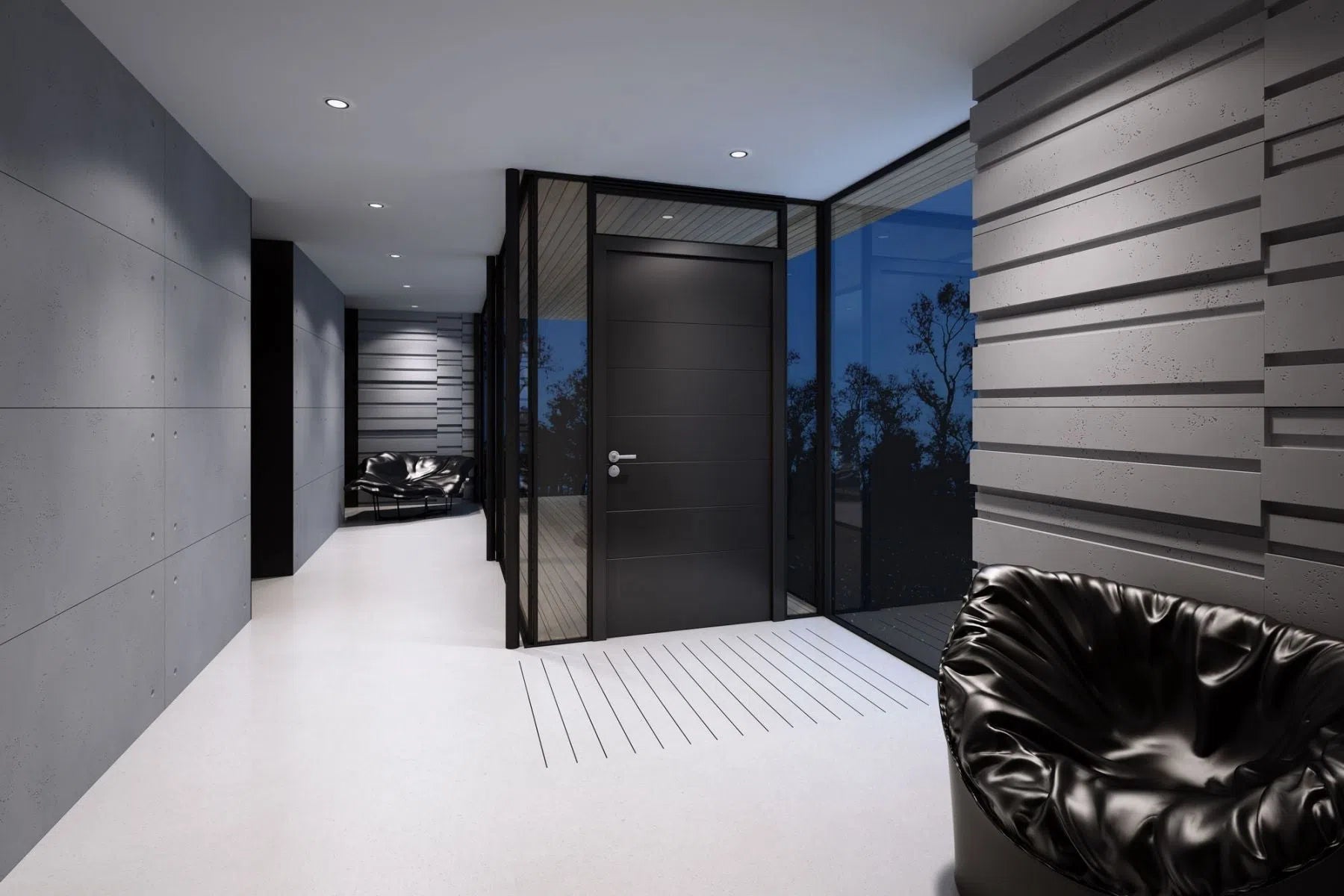 3D Concrete Wall Panel ROOFTOPS in a modern hallway | DecorMania UK