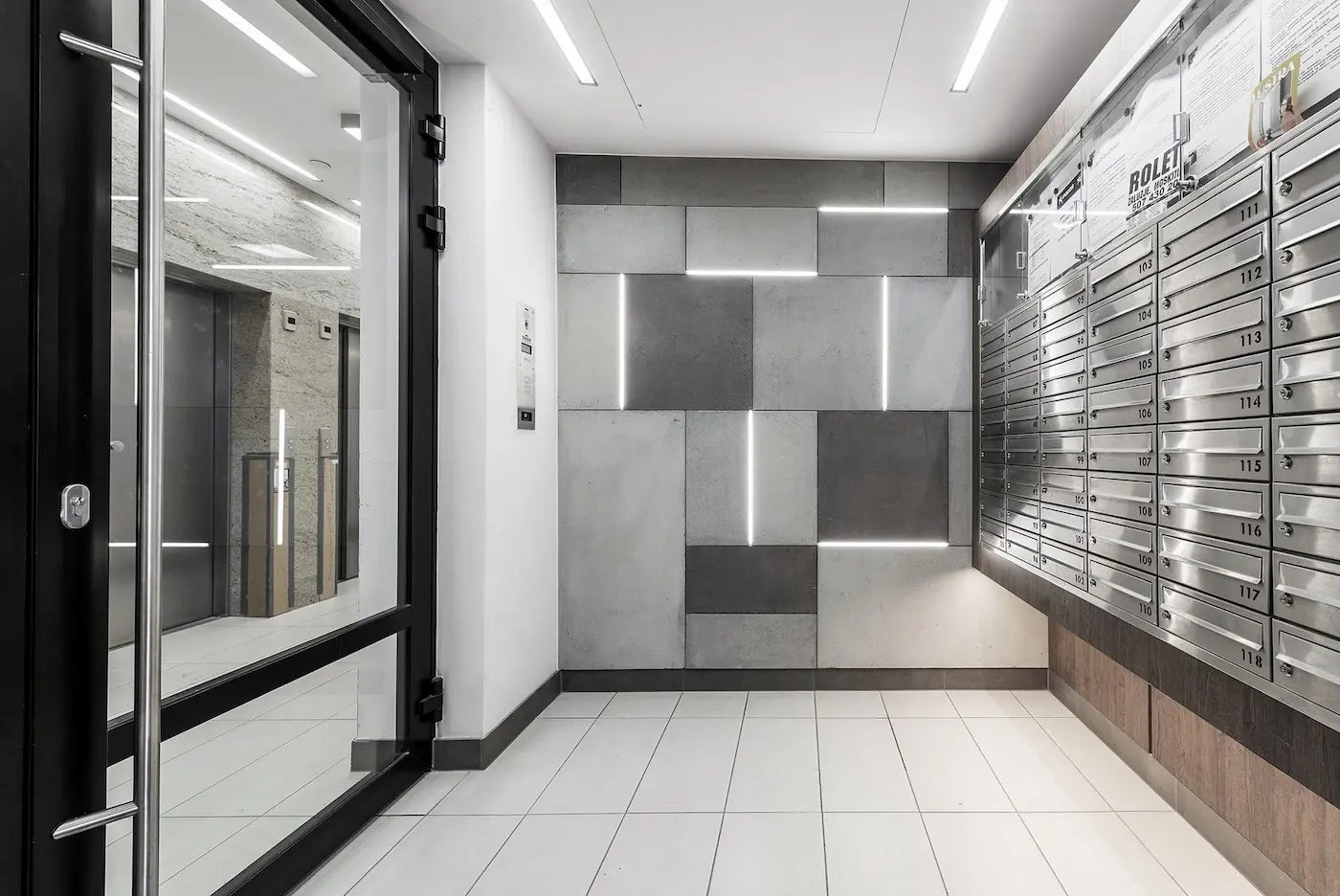 Architectural GRC Concrete Wall Panels in a modern hallway | DecorMania UK