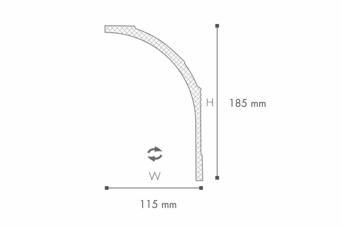 Dimensions of AD23 Art Deco 2m Ceiling Coving  | DecorMania UK