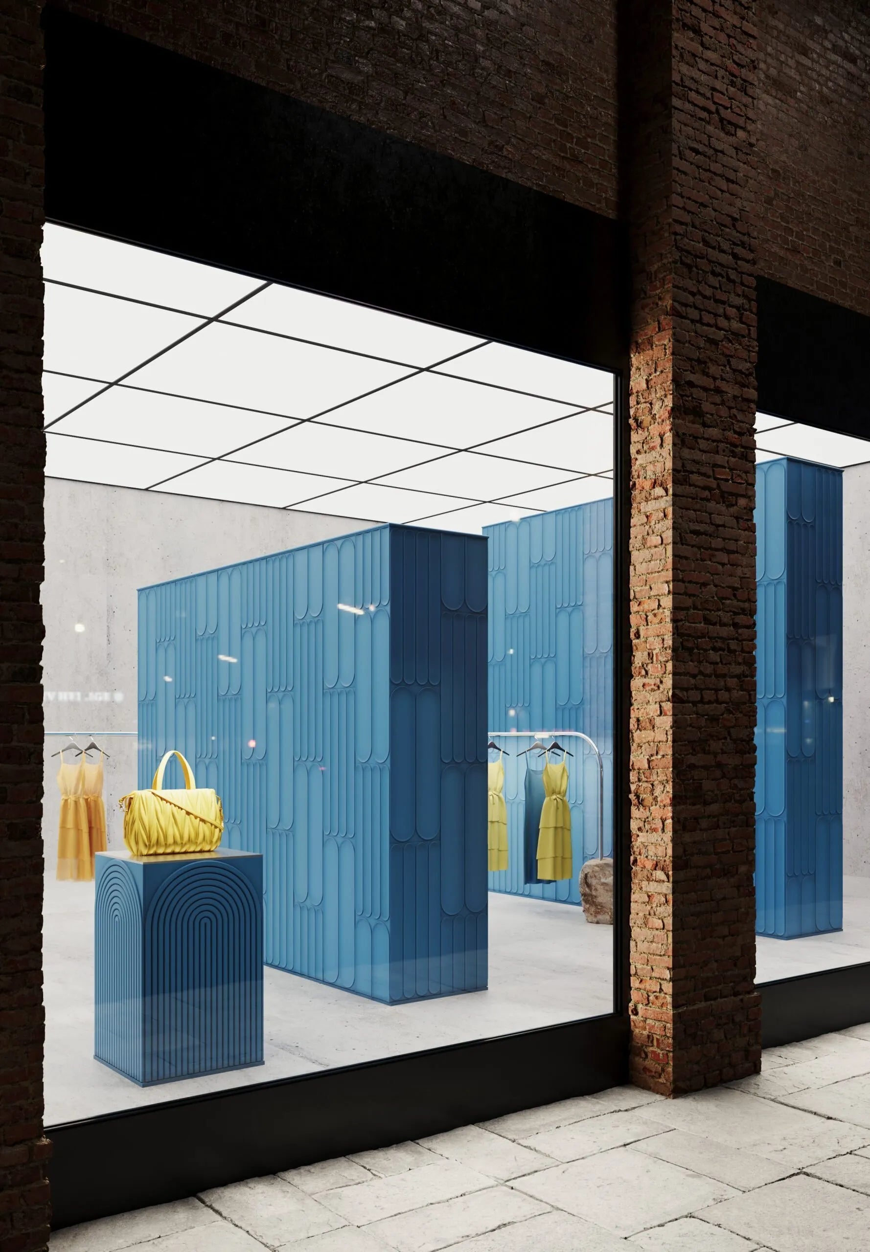 ARC L Arstyl® 3D Wall Panels in a retail space with bold design elements and curved panels | DecorMania UK
