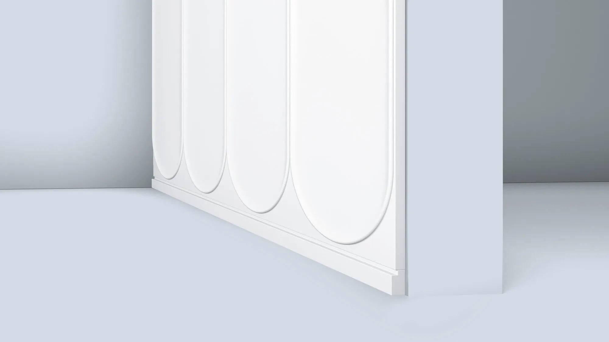 Close up view of ARC L Arstyl® 3D Wall Panels emphasizing the unique, rounded design and smooth surface | DecorMania UK
