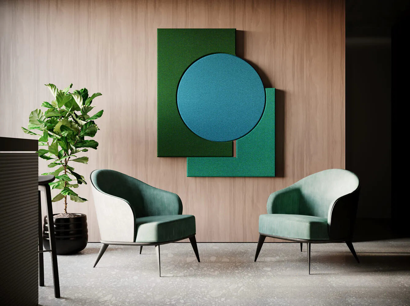 Acoustic Wall Art Panels CLASSIC 5 combined with wood Decormania UK 