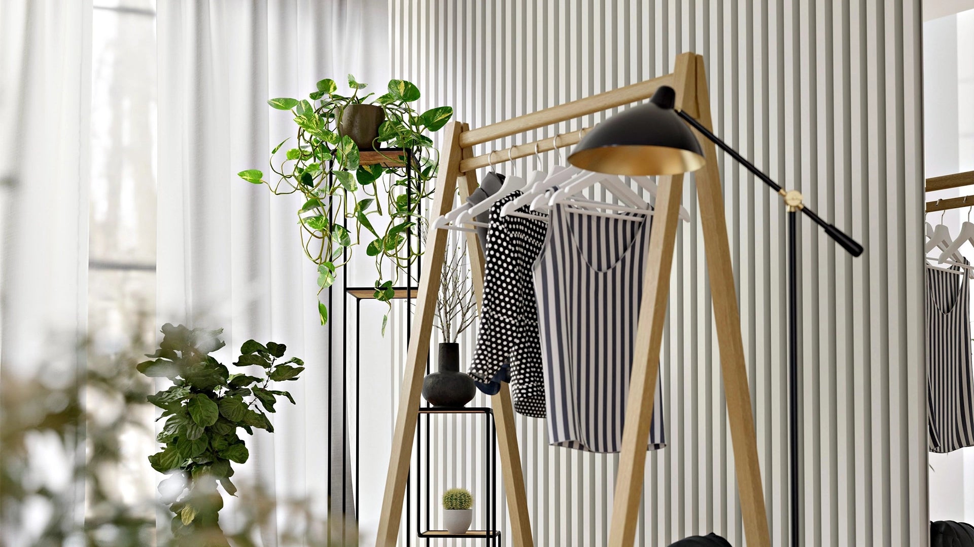 Acoustic Slatted Wall panels Before installation with plain wall Decormania