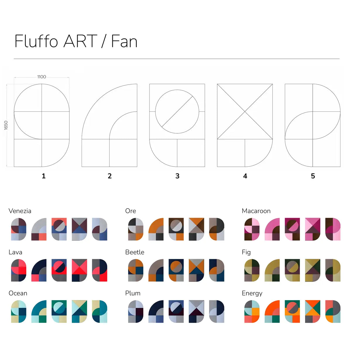 Acoustic Wall Art Panels FAN 5 colour and design chart Decormania UK