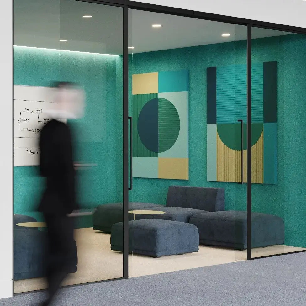 Acoustic Wall Art Panels RING 1 in teal interior Decormania UK 