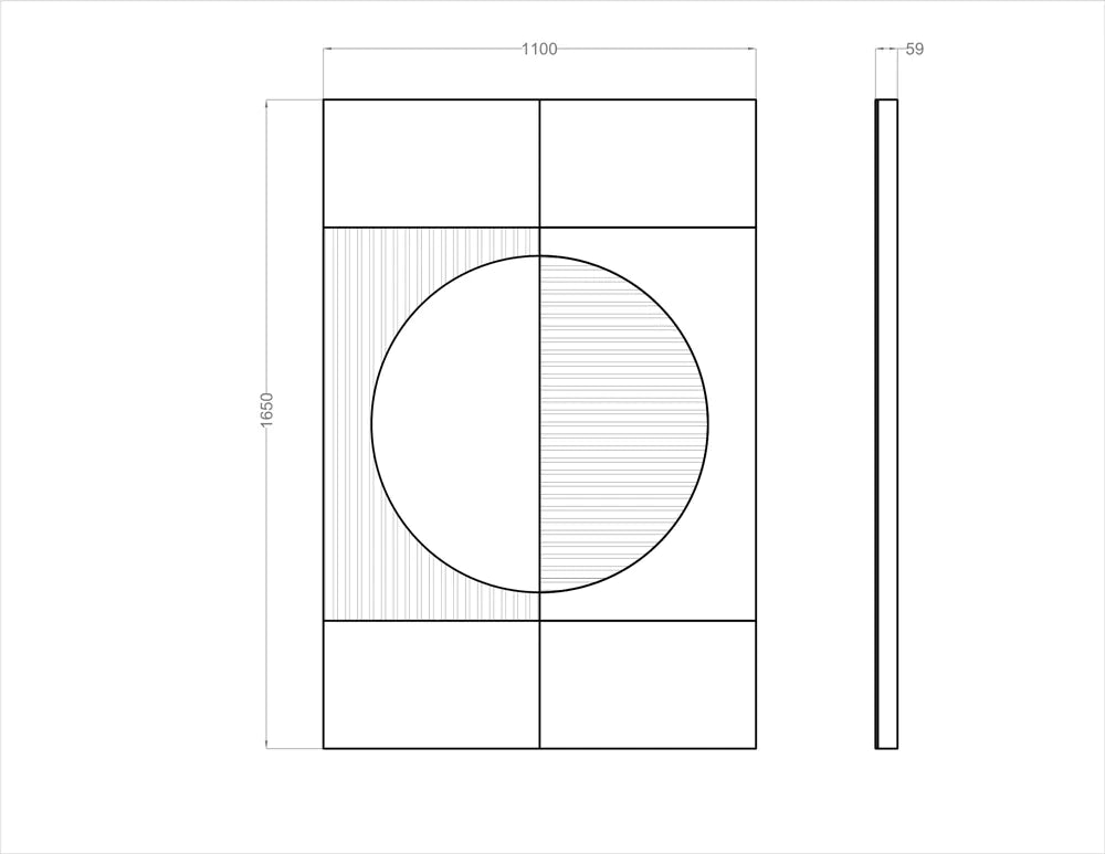 Acoustic Wall Art Panels RING 1 dimensions on white background Decormania UK 