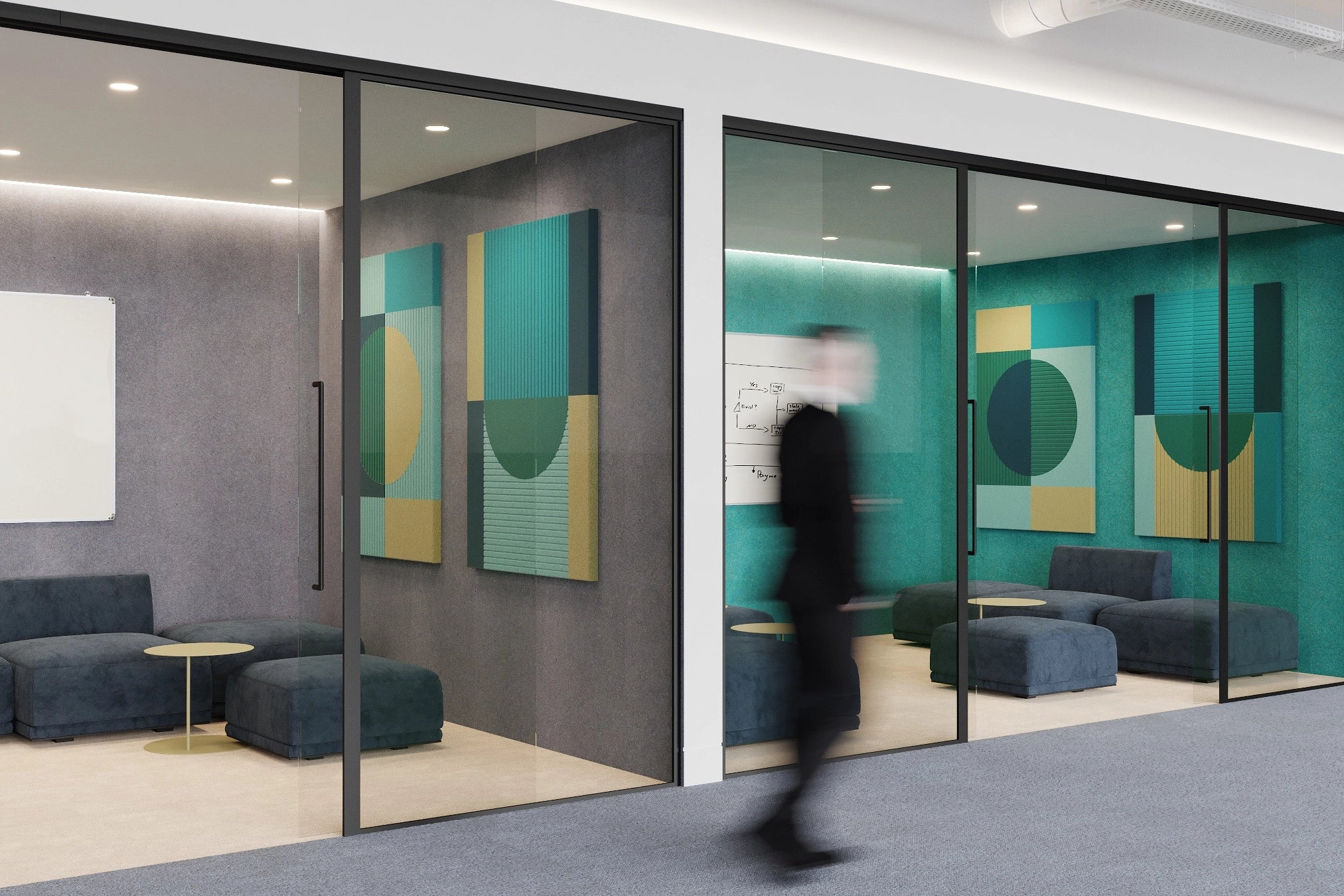 Acoustic Wall Art Panels RING 2 in office interior Decormania UK 