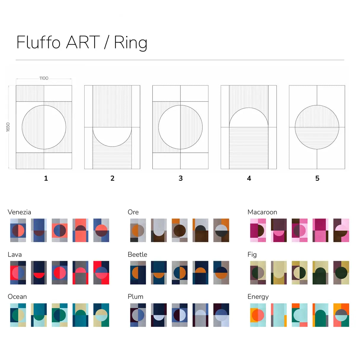 Acoustic Wall Art Panels RING 5 colour and design chart Decormania UK 