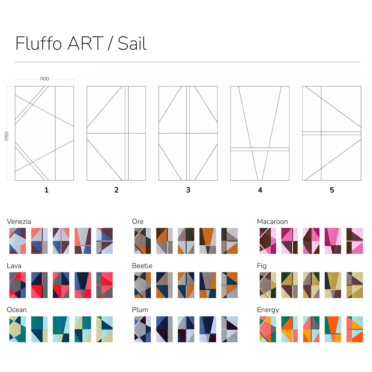 Acoustic Wall Art Panels SAIL 4 design and colour chart Decormania UK