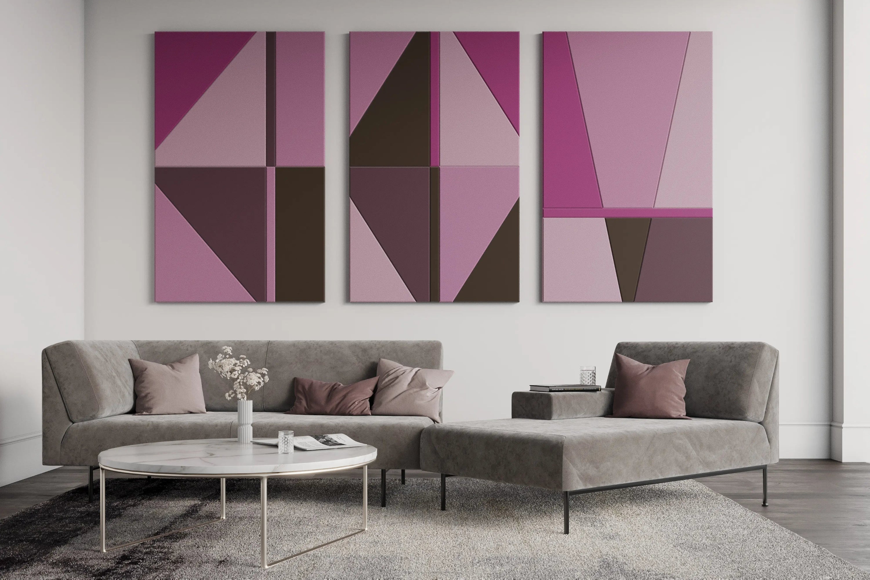 Acoustic Wall Art Panels SAIL 5 pink composition Decormania UK