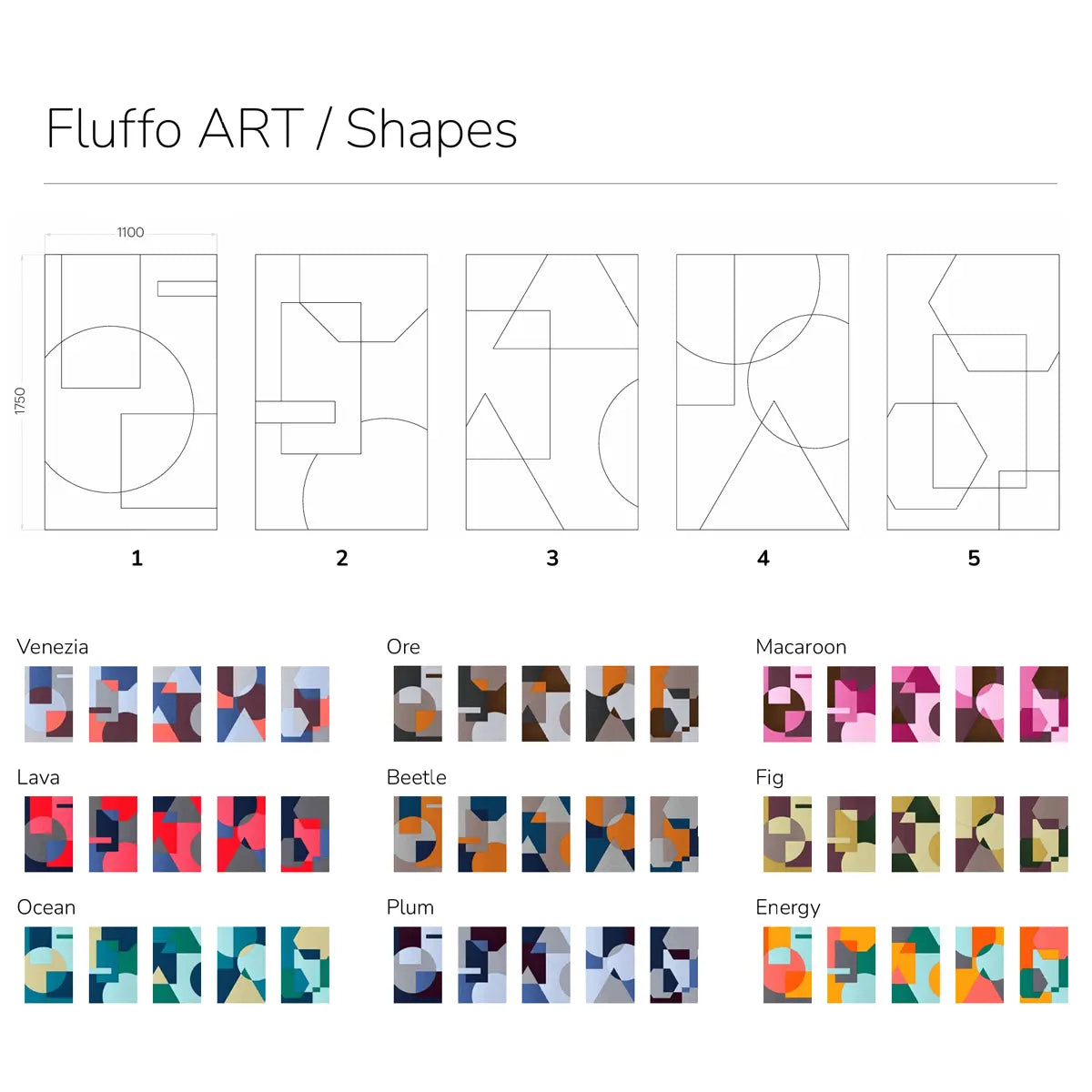 Acoustic Wall Art Panels SHAPES 3 design and colour chart Decormania UK