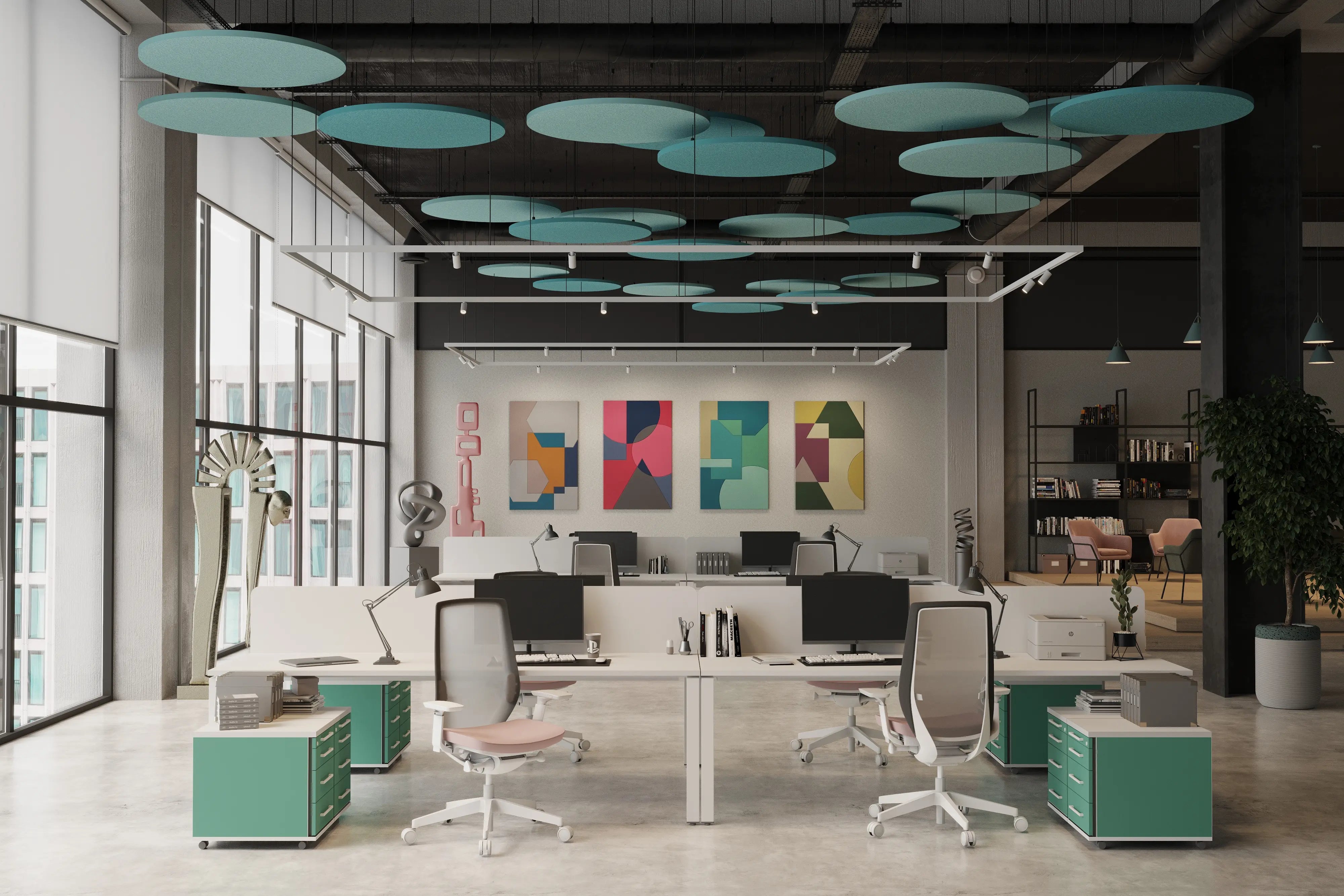Acoustic Wall Art Panels SHAPES 5 in office interior Decormania UK