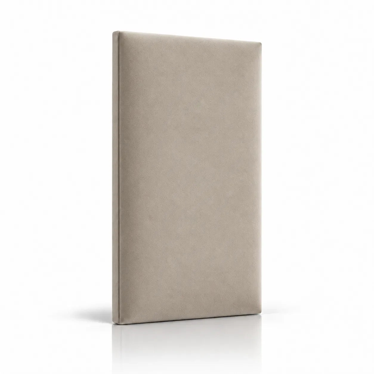 Warm ivory bespoke upholstered wall panel on white background