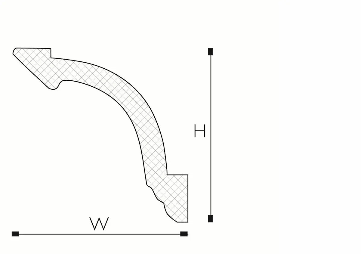 Dimensions of Arcadia Z72 Ceiling Coving 2.44M W 155mm x H 105mm | DecorMania UK