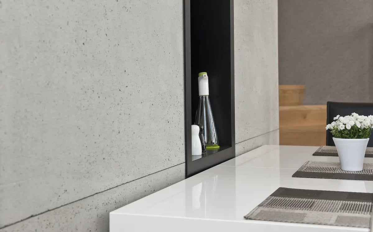 Architectural Concrete Wall Panels in a dining space | DecorMania UK
