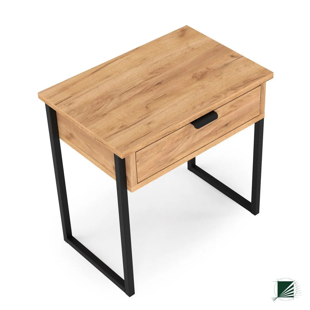 Bed Table LOFT Oak Black on white background DecorMania UK