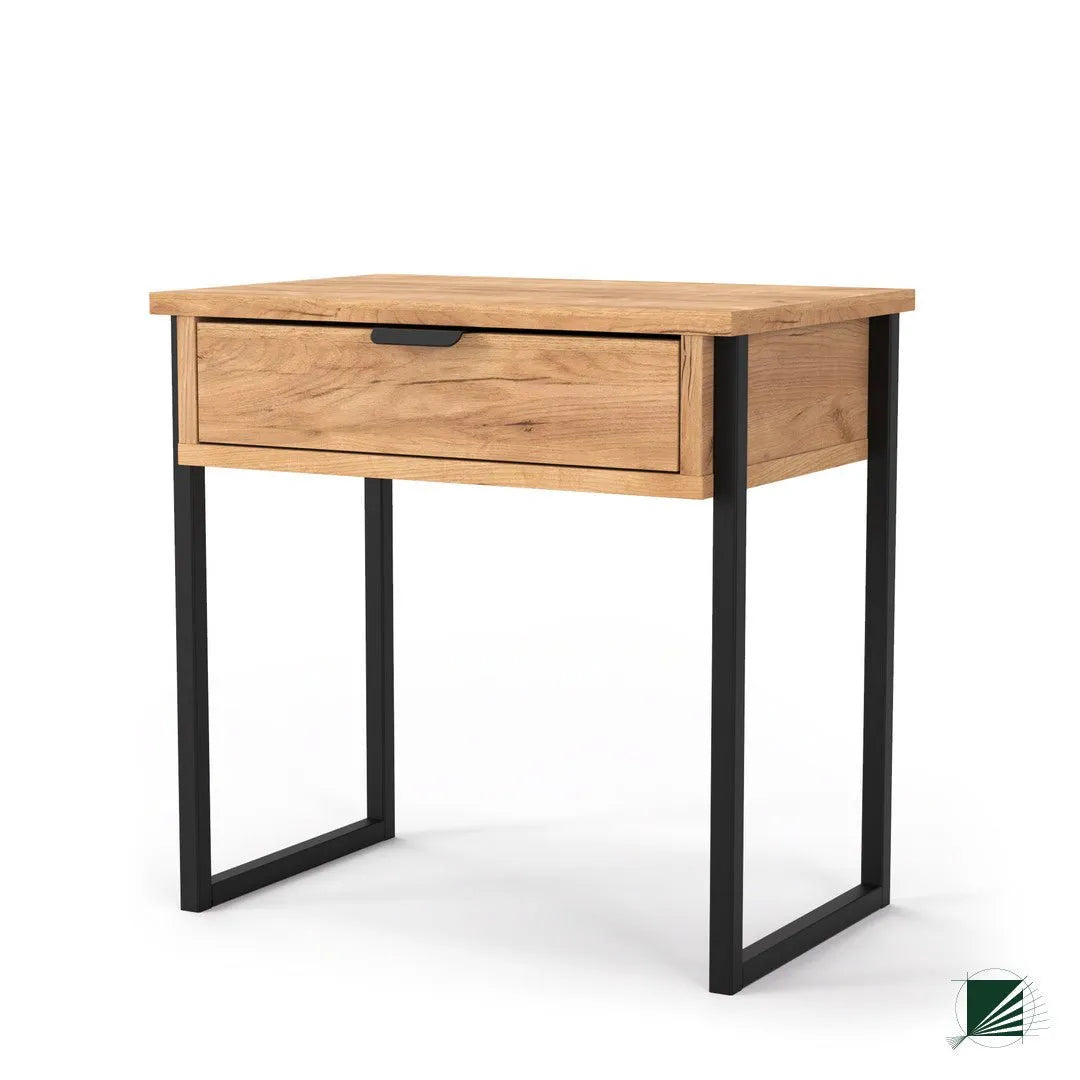 Bed Table LOFT Oak Black on white background DecorMania UK