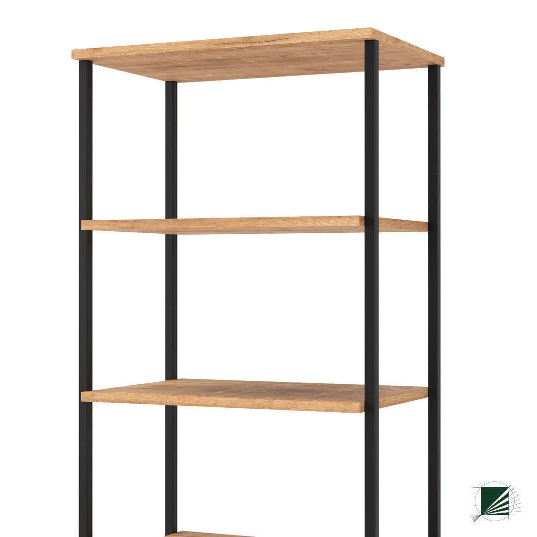 Bookstand with drawers LOFT Oak Black on white background DecorMania UK