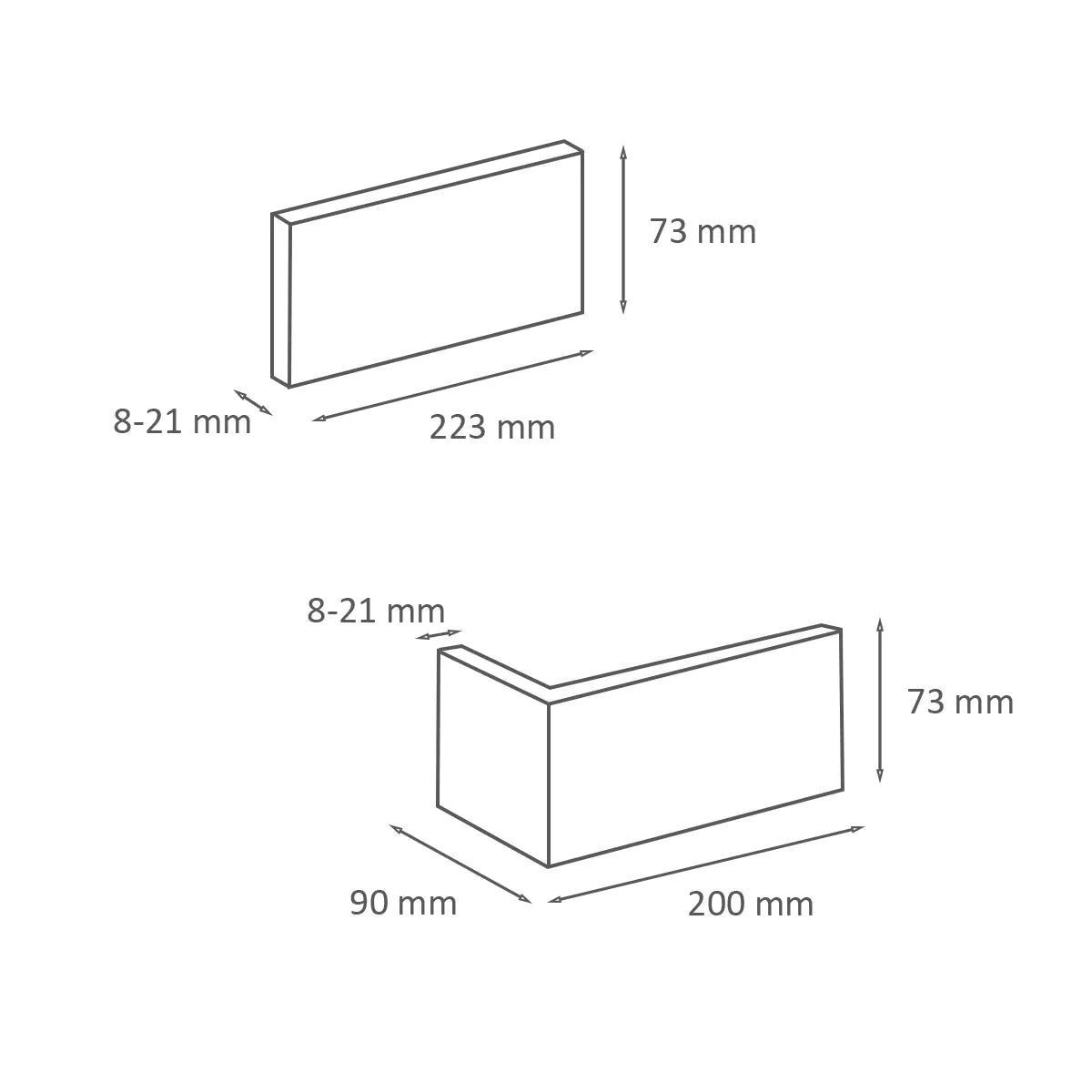 Brick Slips BOSTON Concrete Interior & Exterior - Box sizes on white background Decormania UK
