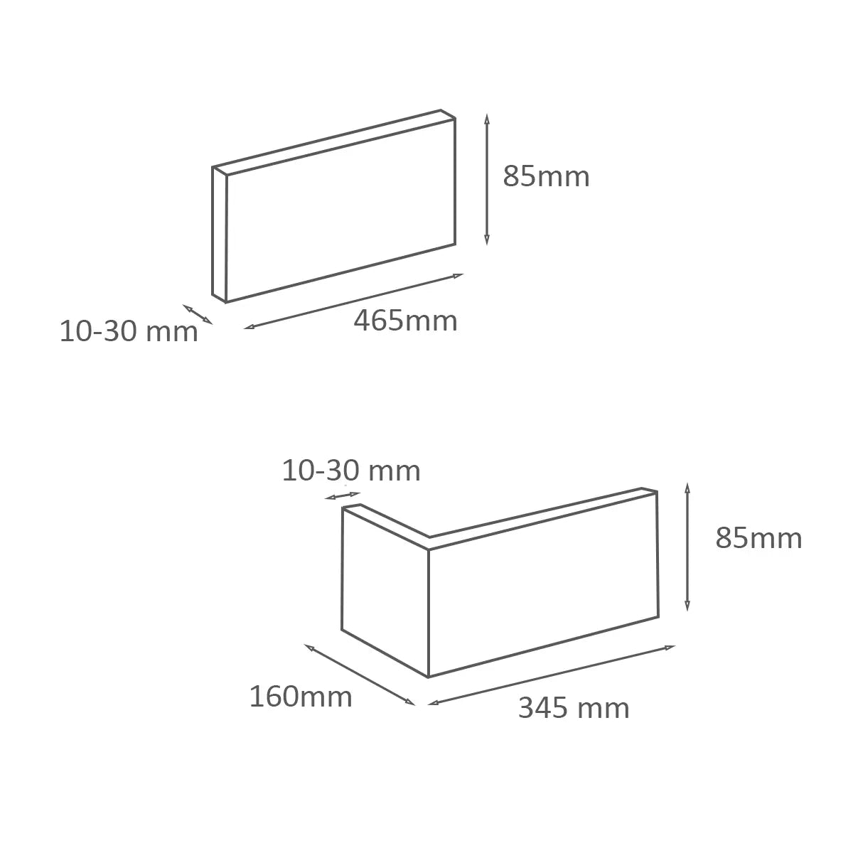 Brick Slips BRONX RED Concrete Interior & Exterior - Box dimensions on white background Decormania UK