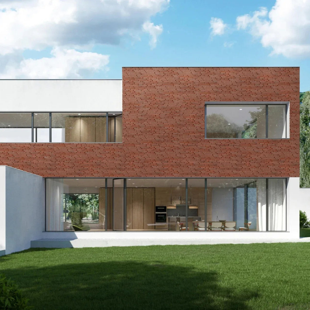 Brick Slips BRONX RED Concrete Interior & Exterior - Box on house elevation Decormania UK