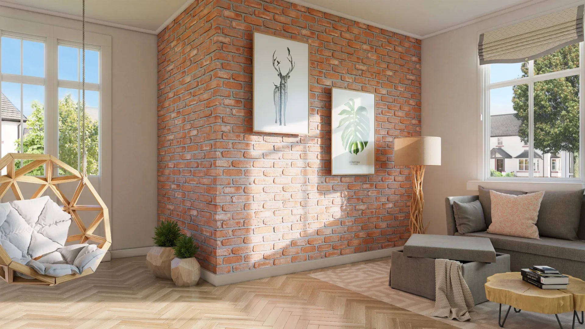 Brick Slips LOFT Gypsum Interior - box red brick feature wall Decormania UK