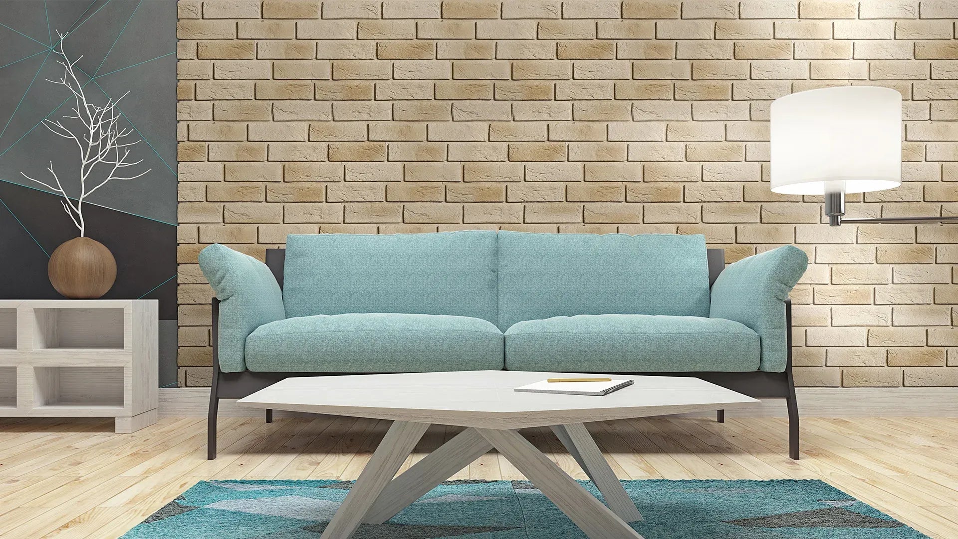 Brick Slips PARMA Gypsum Interior - Boxin living room interior Decormania UK