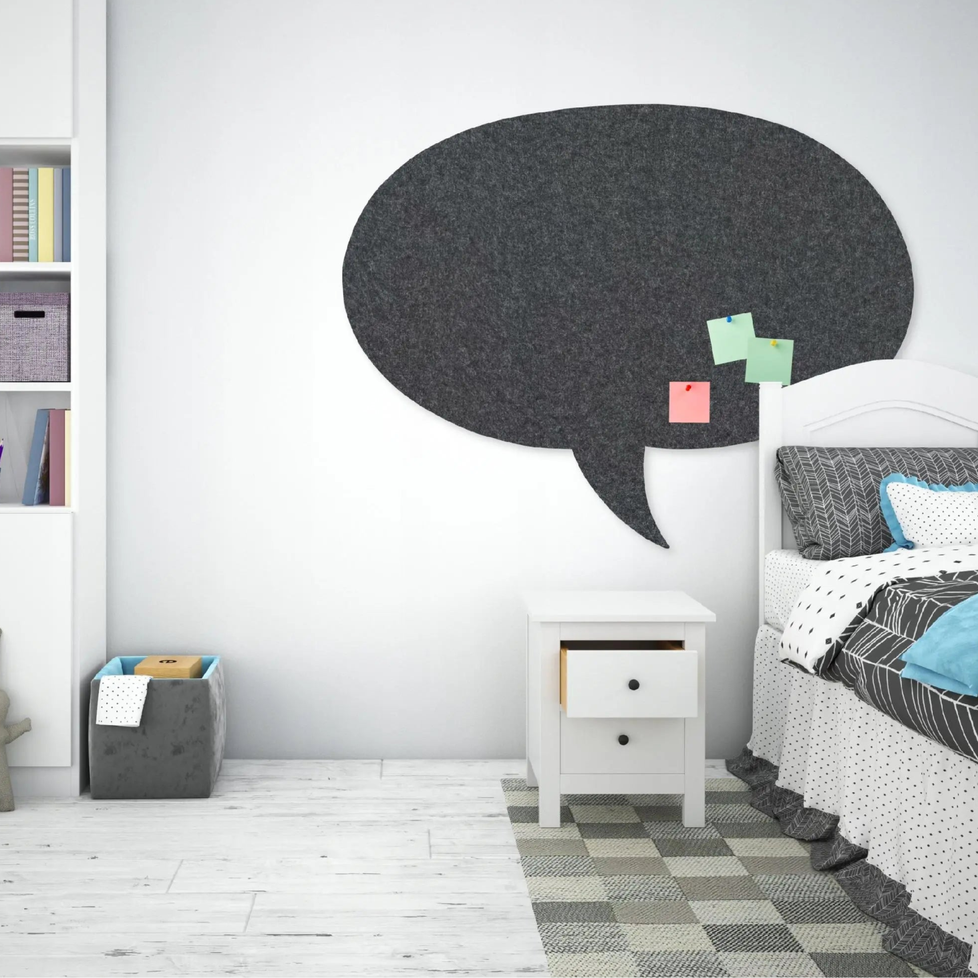 Bulletin Felt Pin Board - BUBBLE in bedroom interior Decormania UK