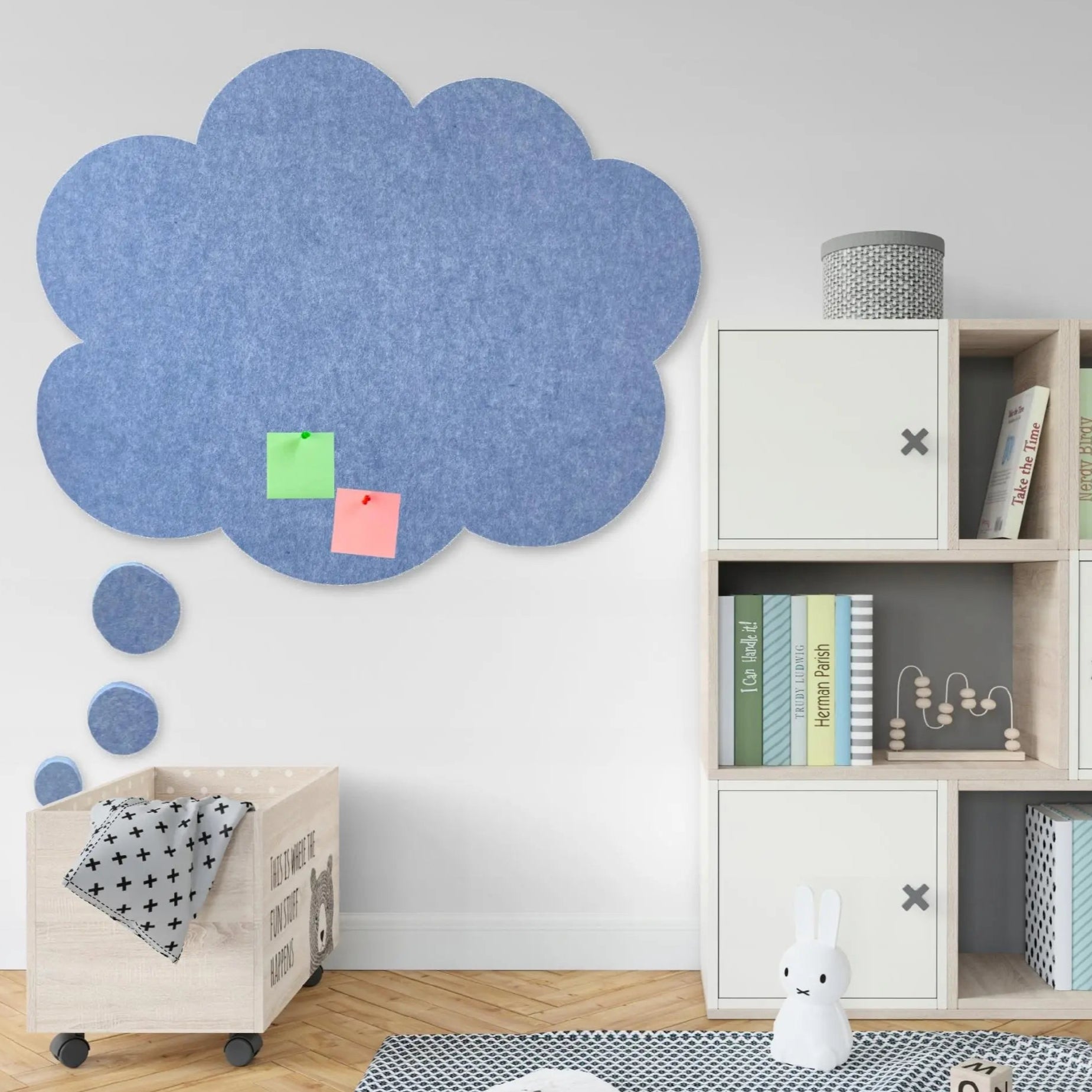 Bulletin Felt Pin Board - CLOUD in childrens room Decormania UK