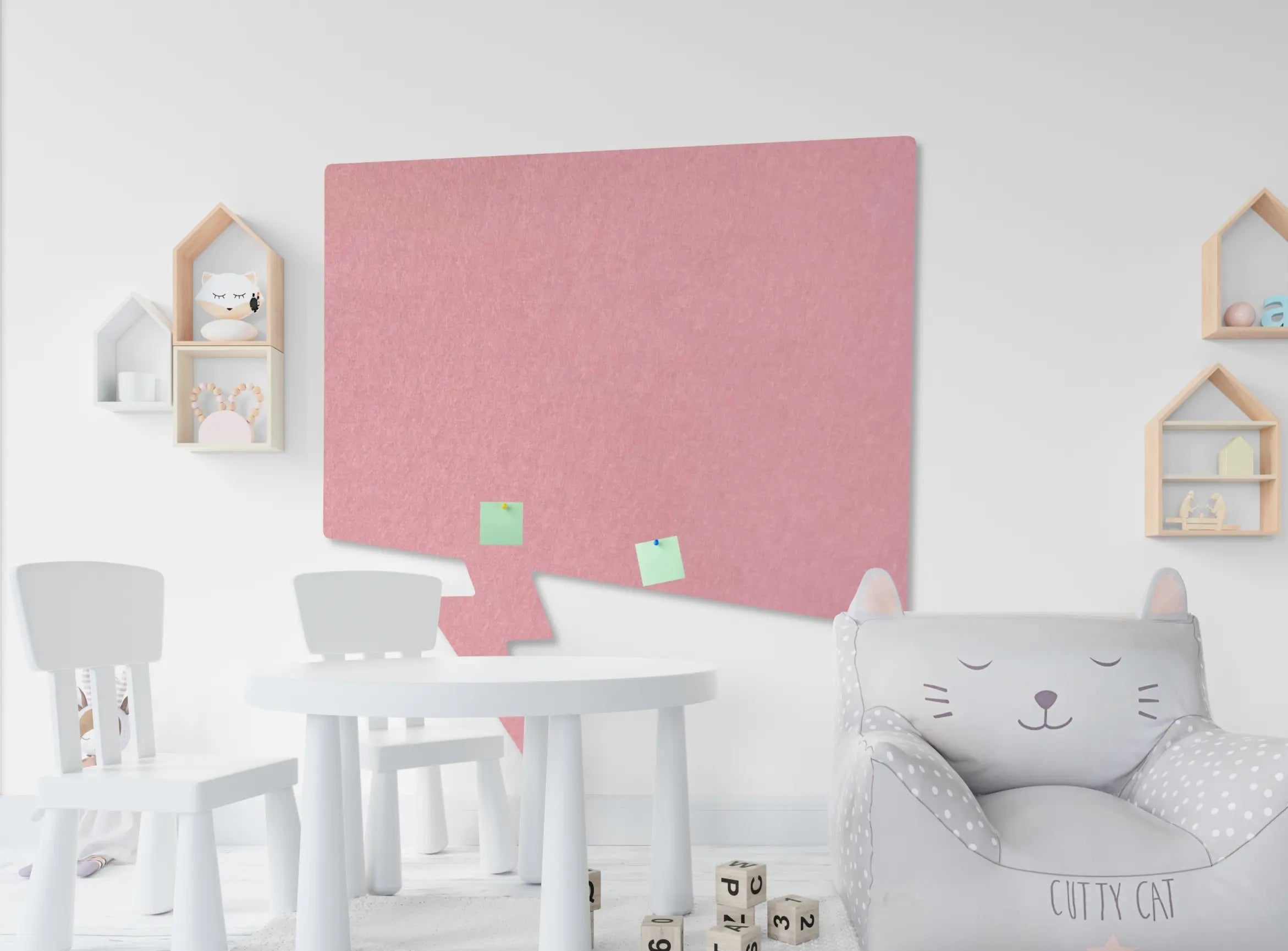 Bulletin Felt Pin Board - COMIC  in white colour childerns room interior Decormania UK