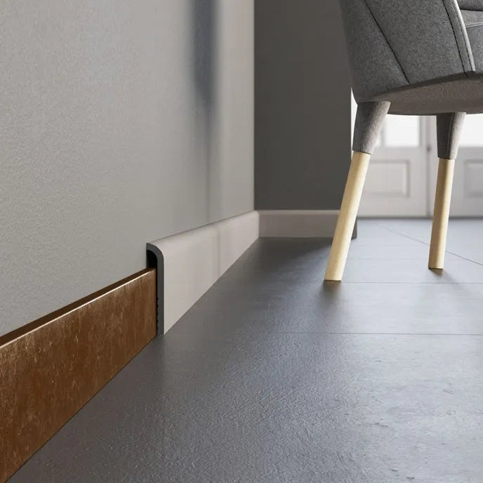 CF1 WALLSTYL white cover skirting board concealing existing baseboard