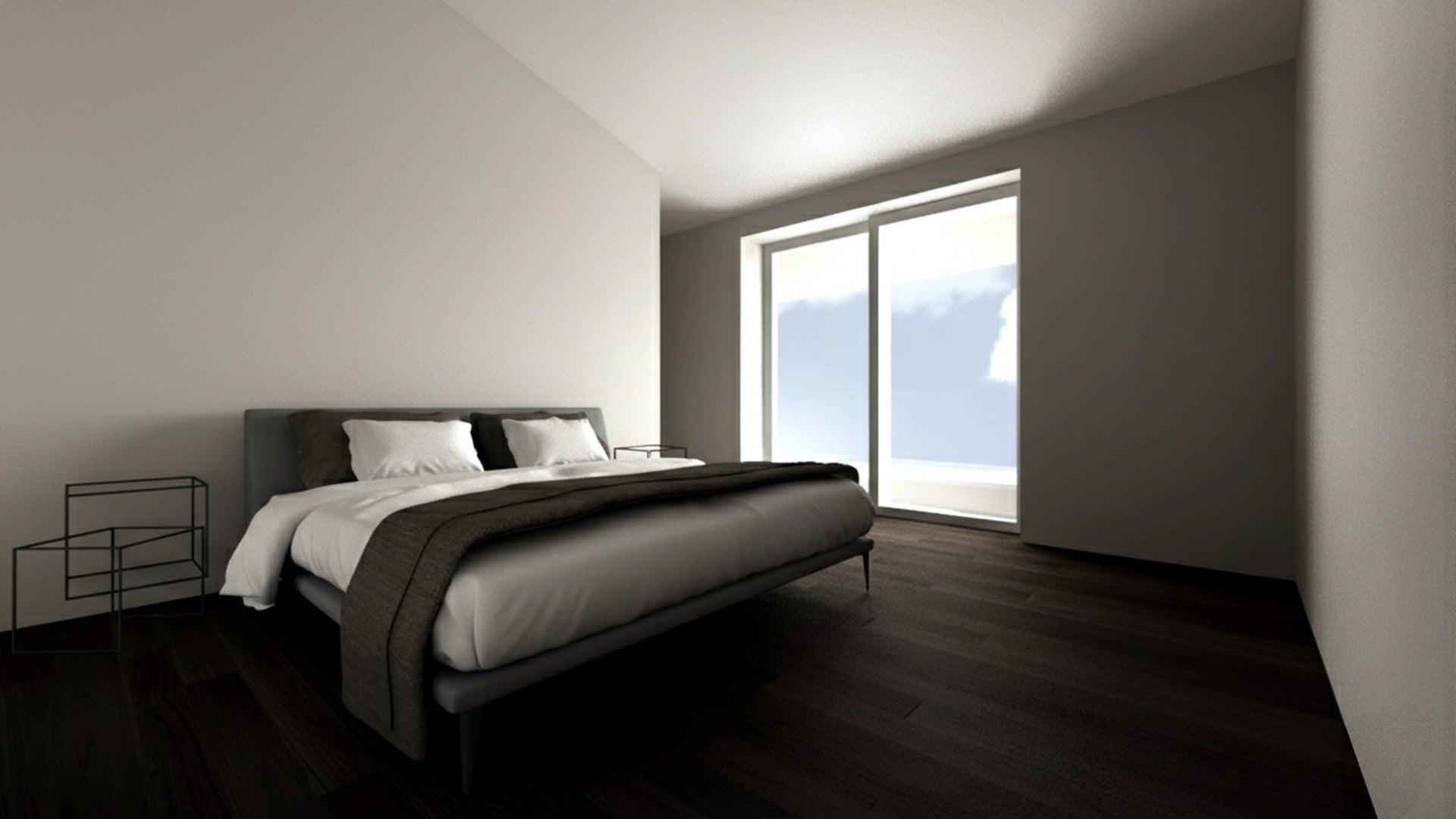 Before & After with Our Faux Concrete Decorative Panels in bedroom interior