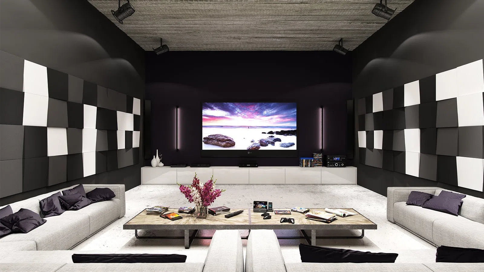 CUBE 3D Soft Acoustic Wall Panels in dark interior | DecorMania UK