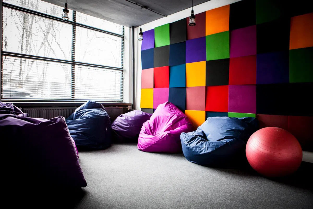 CUBE 3D Soft Acoustic Wall Panels in colorful interior | DecorMania UK