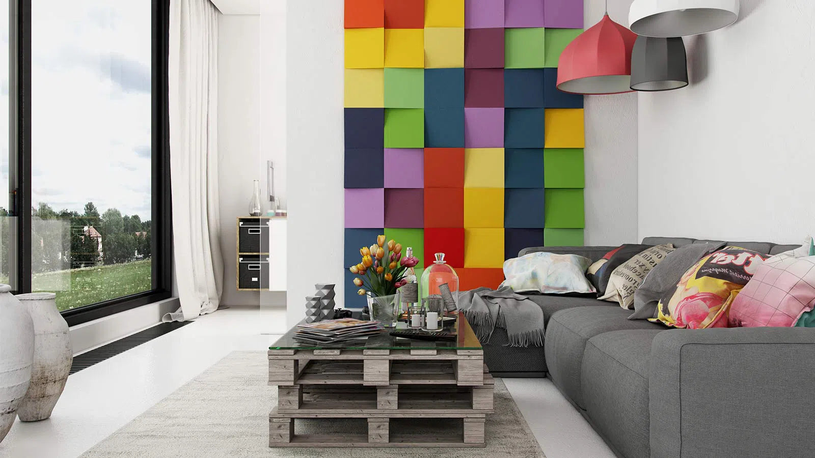 CUBIC 3D Soft Acoustic Wall Panels colorful accent wall | DecorMania UK
