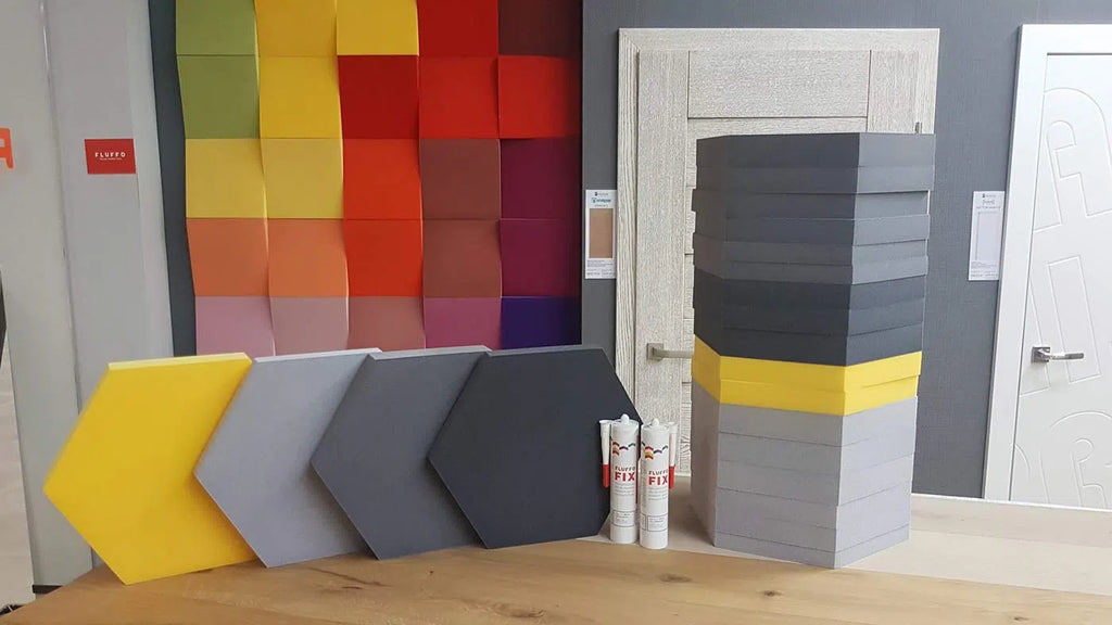 CUBIC Acoustic soft 3D wall panel - 3D Wall Panels Stacks in grey interior | DecorMania UK