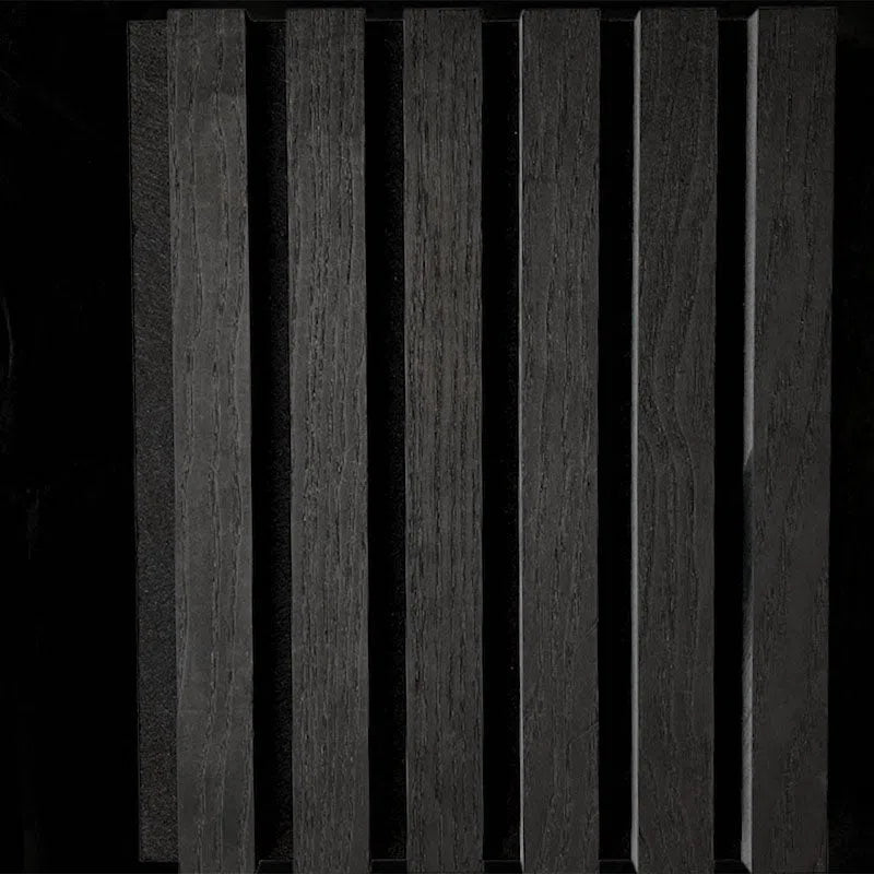 Charcoal Acoustic Wood Slat Wall Panel  front texture closeup DecorMania UK