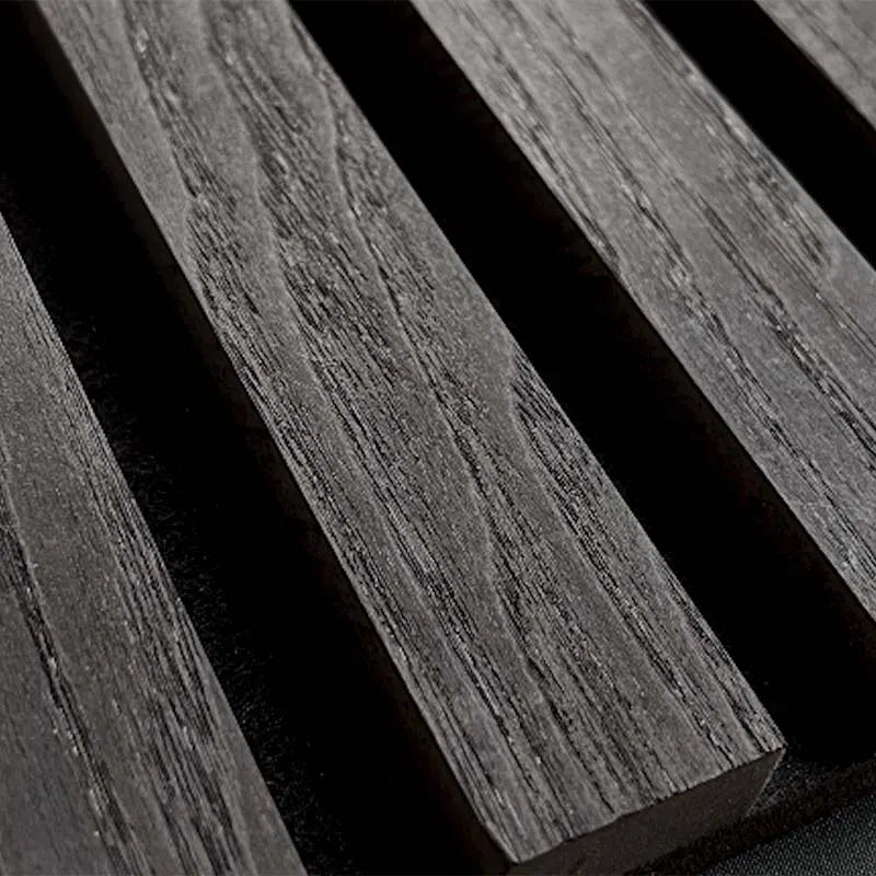 Charcoal Acoustic Wood Slat Wall Panel  texture closeup DecorMania UK