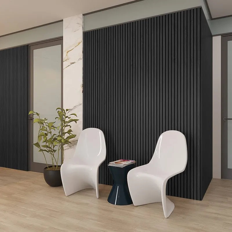 Charocal Wood Slat Wall Panelling in sitting room area 300x60 cm DecorMania UK