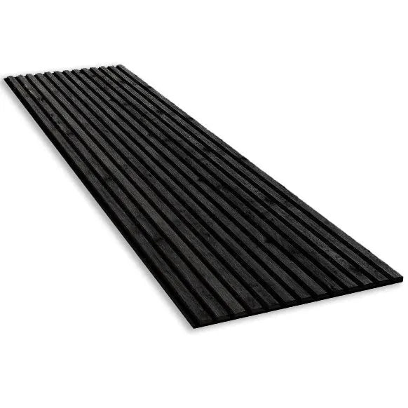 Charocal Wood Slat Wall Panelling on white background 300x60 cm DecorMania UK