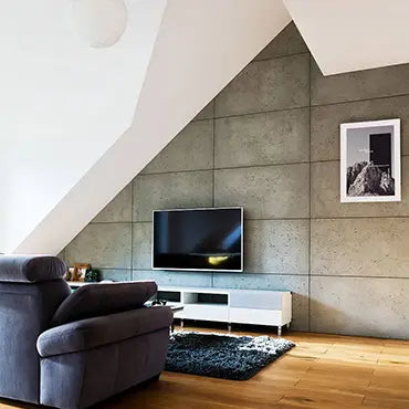 Concrete Wall Panel INTERIOR - 100 x 50 cm in a stylish living room | DecorMania UK