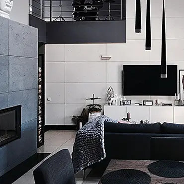 Concrete Wall Panel INTERIOR - 150 x 75 cm in a modern living room | DecorMania UK