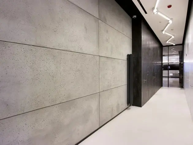 Architectural GRC Concrete Wall Panels in a modern hallway | DecorMania UK