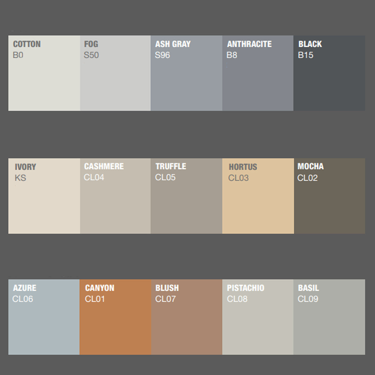 Concrete Wall Panels EXTERIOR 60 x 60 cm colour swatches DecorMania UK