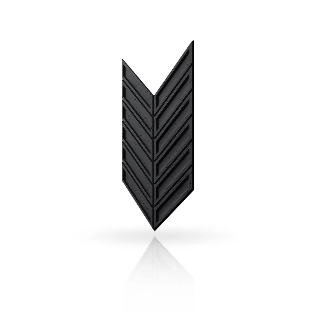 Concrete Cladding HERRINGBONE BOLD Wall Panels B15 Black colour on white background DecorMania UK