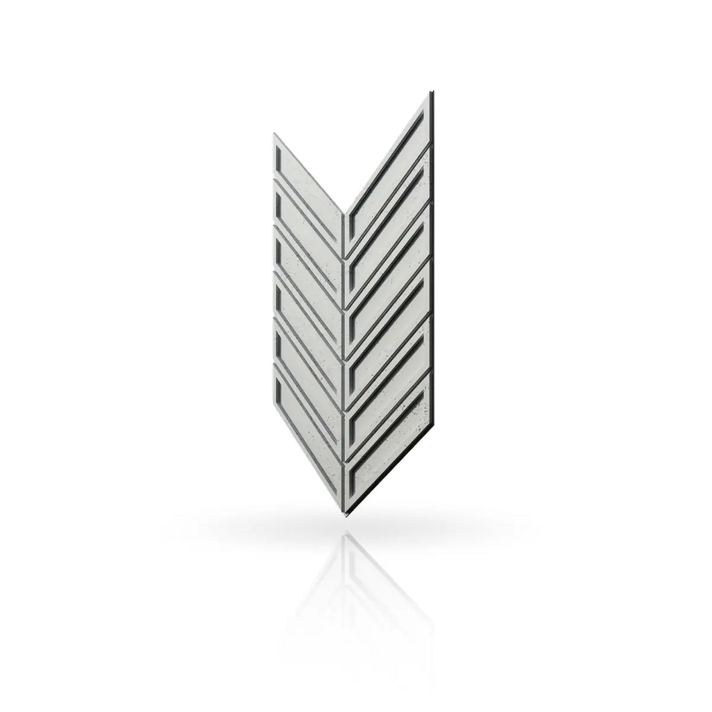 Concrete Cladding HERRINGBONE BOLD Wall Panels KS beige colour on white background DecorMania UK