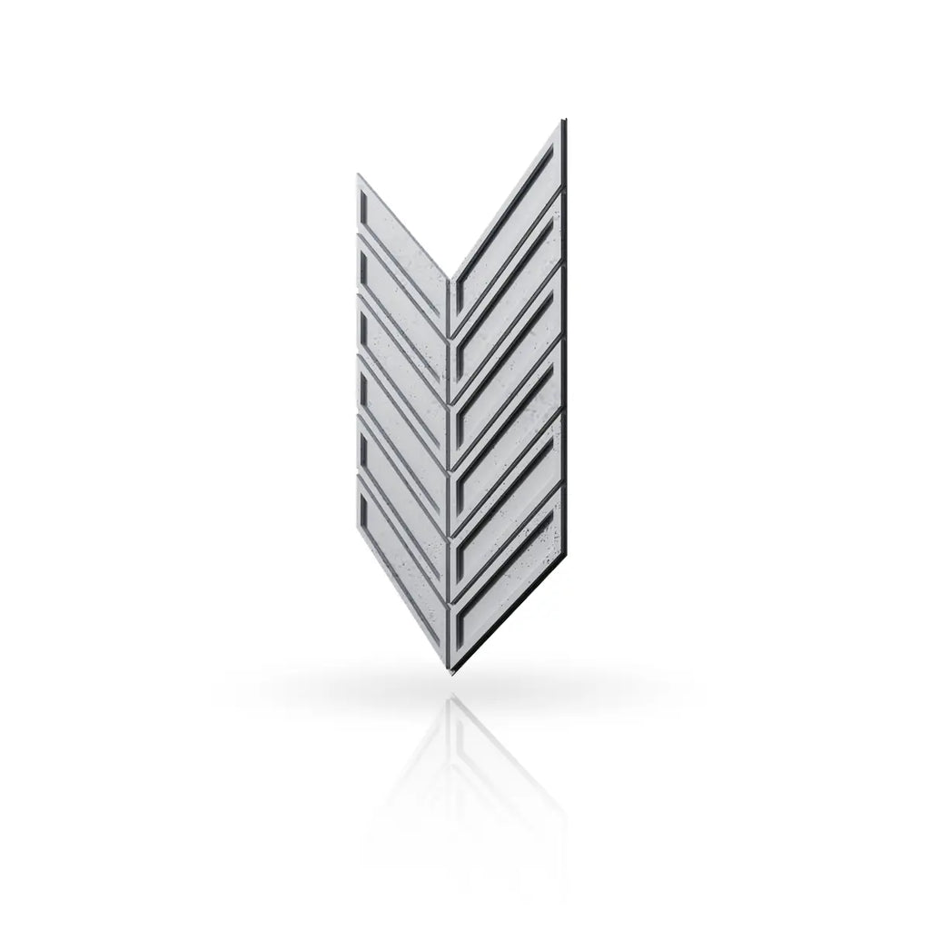 Concrete Cladding HERRINGBONE BOLD Wall Panels Natural S50 colour on white background DecorMania UK
