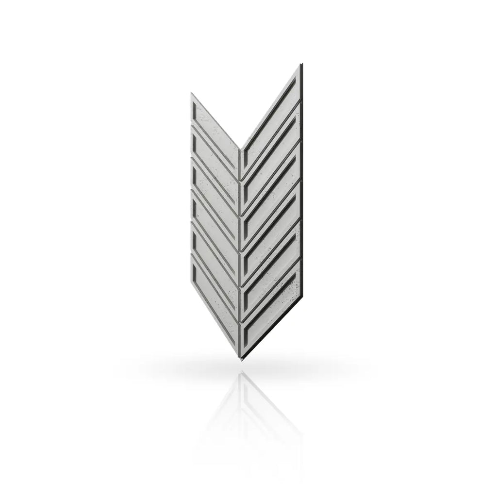 Concrete Cladding HERRINGBONE BOLD Wall Panels Grey S51 colour on white background DecorMania UK