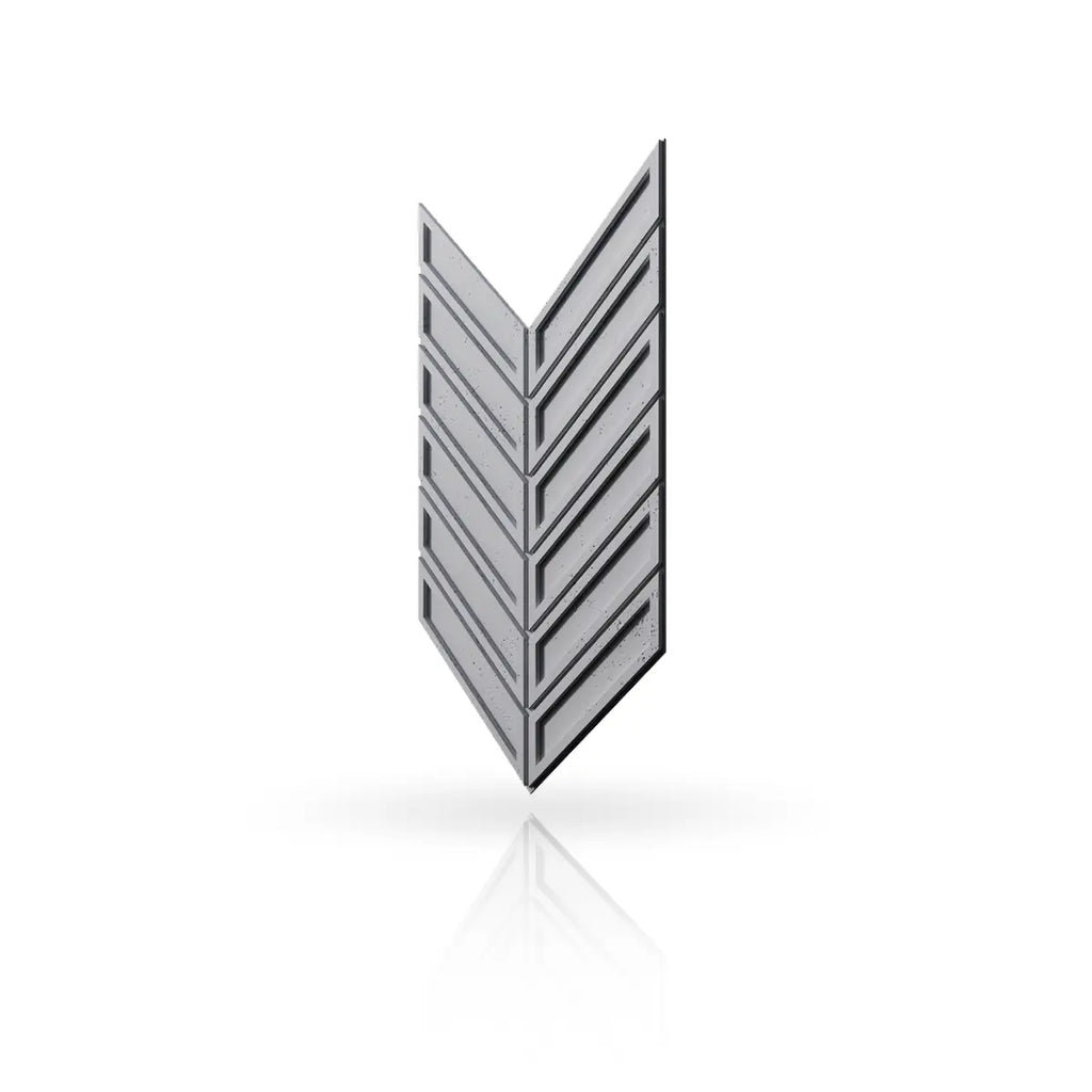 Concrete Cladding HERRINGBONE BOLD Wall Panels Natural Dark S95 colour on white background DecorMania UK